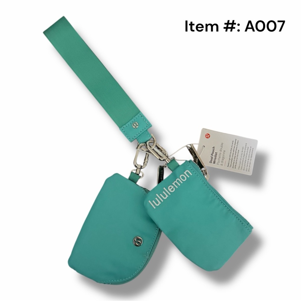 Lululemon Wordmark Paradise Green Dual Pouch Wristlet Keychain Wallet (A007)